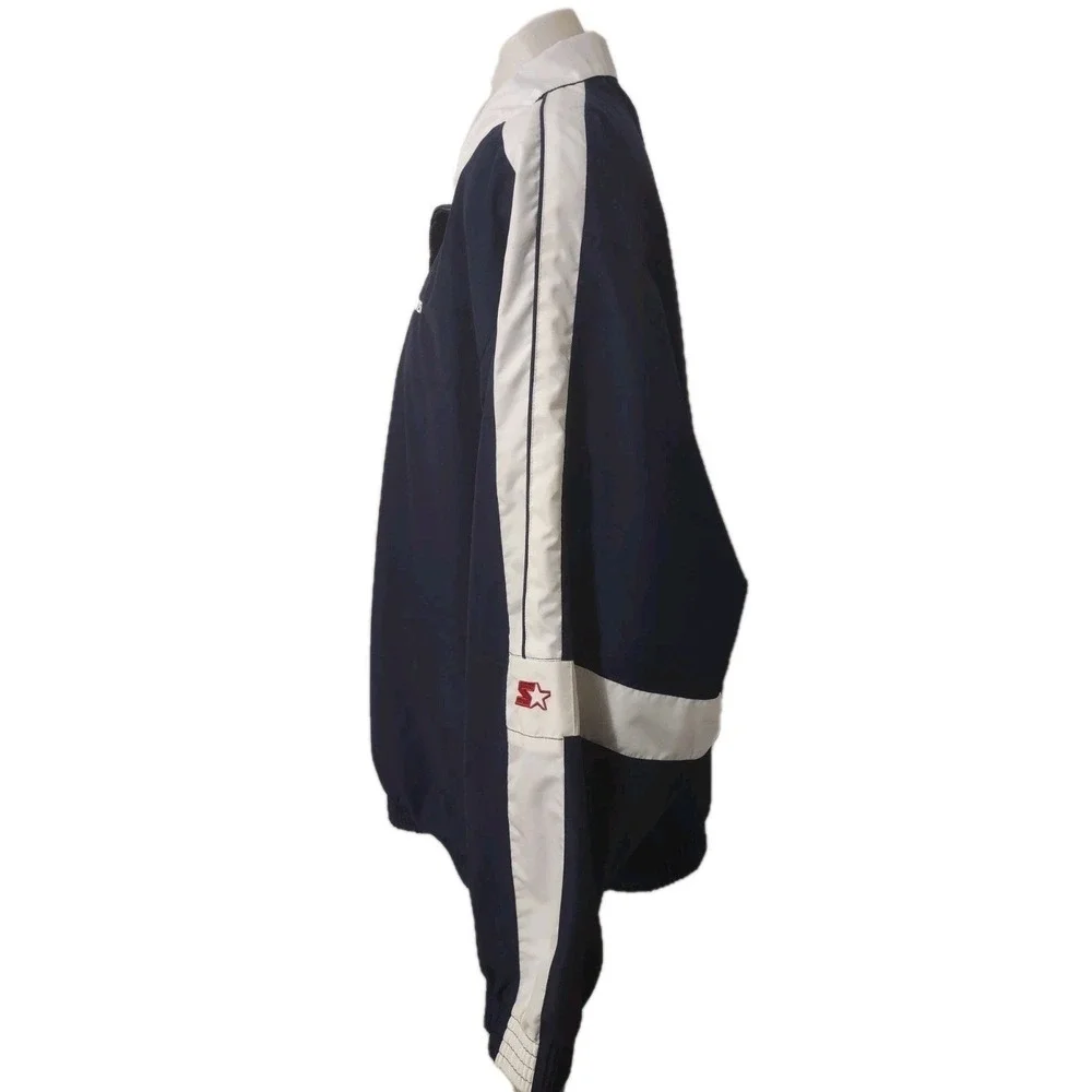 Starter Jacket Men's Size XL Pockets Long Sleeve Full Zip Pockets Logo Navy Blue